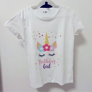 Unicorn Themed Birthday Kids Girl White T-Shirt